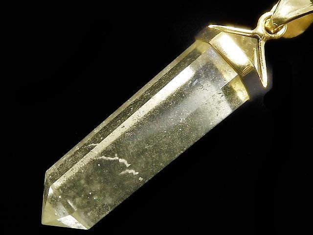 [Video][One of a kind] Libyan Desert Glass Double Point Pendant 18KGP NO.19