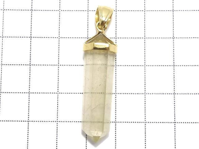 [Video][One of a kind] Libyan Desert Glass Double Point Pendant 18KGP NO.19