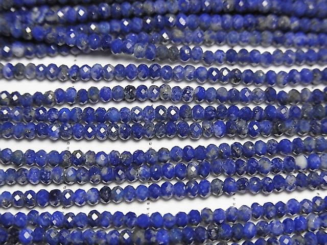 [Video] High Quality! Lapislazuli AA++ Faceted Button Rondelle 2x2x1mm 1strand beads (aprx.15inch/37cm)