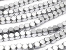 [Video] Hematite Small Size Cube Shape 3x3x3mm Silver Coated 1strand beads (approx. 15 inches/38 cm)
