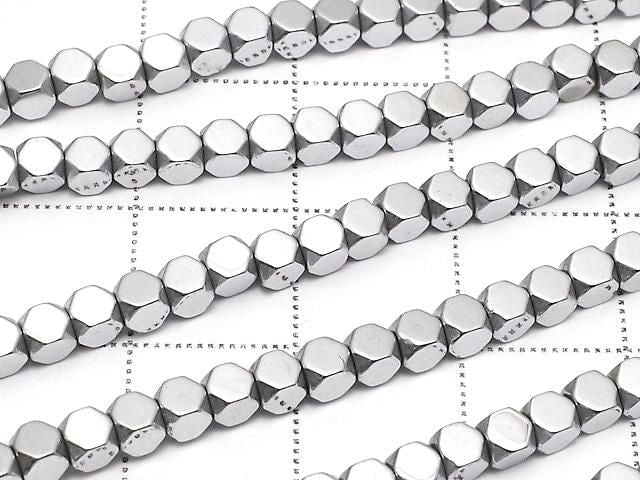 [Video] Hematite Small Size Cube Shape 3x3x3mm Silver Coated 1strand beads (approx. 15 inches/38 cm)