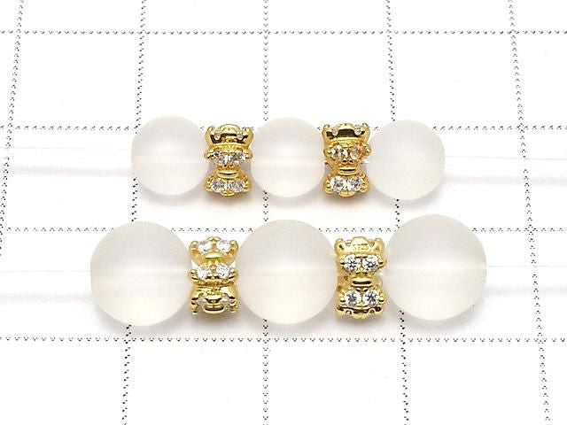 Silver925 Ribbon Rondelle 6x6x4mm (with CZ) 18KGP 1pc