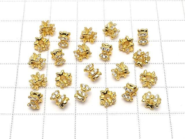 Silver925 Ribbon Rondelle 6x6x4mm (with CZ) 18KGP 1pc