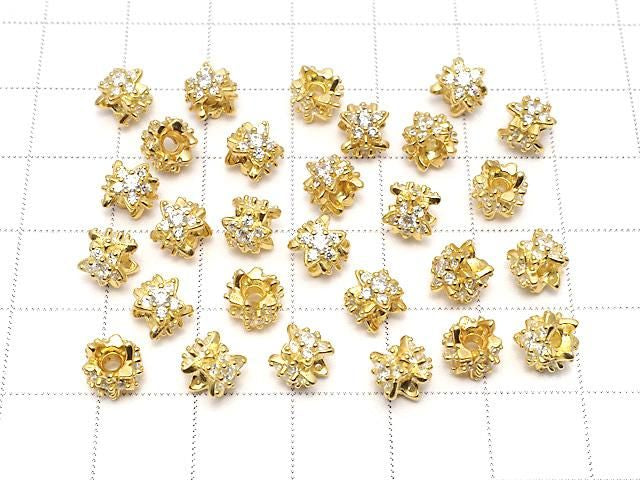 Silver925 Star Rondelle 6x6x6mm (with CZ) 18KGP 1pc
