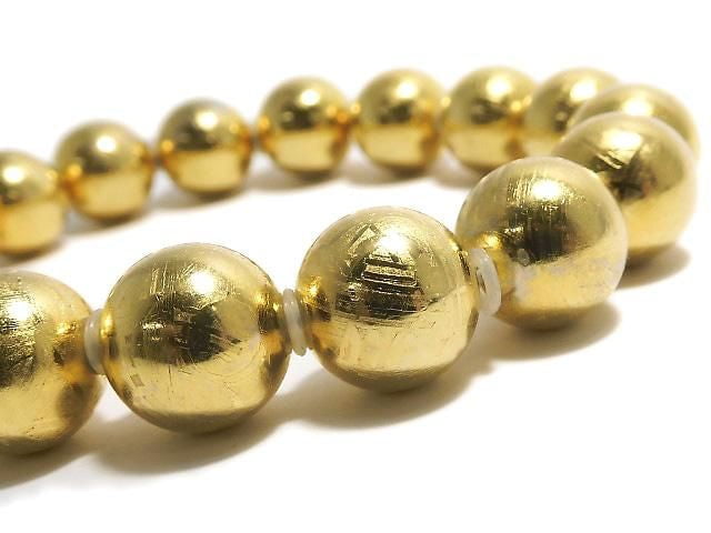 [Video][One of a kind] Meteorite (Muonionalusta) Round 11.5mm Yellow Gold Bracelet NO.2