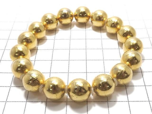 [Video][One of a kind] Meteorite (Muonionalusta) Round 11.5mm Yellow Gold Bracelet NO.2
