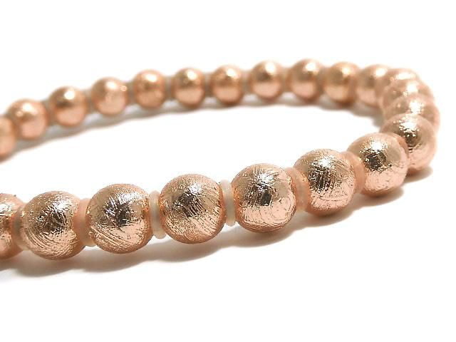 [Video][One of a kind] Meteorite (Muonionalusta) Round 6mm Pink Gold Bracelet NO.1