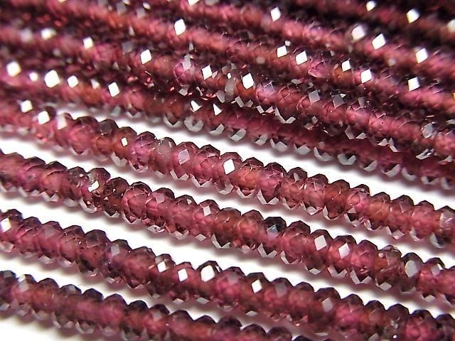 [Video] High Quality! Mozambique Garnet AAA Faceted Button Rondelle 3x3x1.5mm 1strand beads (approx. 15inch/37cm)