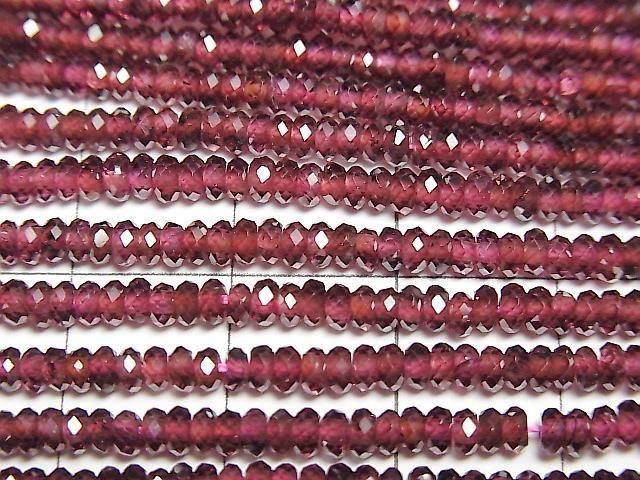 [Video] High Quality! Mozambique Garnet AAA Faceted Button Rondelle 3x3x1.5mm 1strand beads (approx. 15inch/37cm)