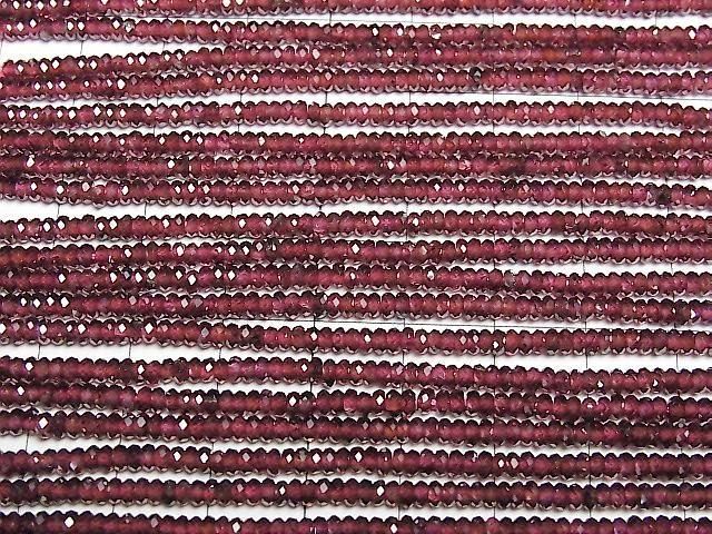 [Video] High Quality! Mozambique Garnet AAA Faceted Button Rondelle 3x3x1.5mm 1strand beads (approx. 15inch/37cm)
