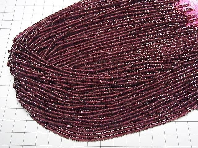 [Video] High Quality! Mozambique Garnet AAA Faceted Button Rondelle 3x3x1.5mm 1strand beads (approx. 15inch/37cm)