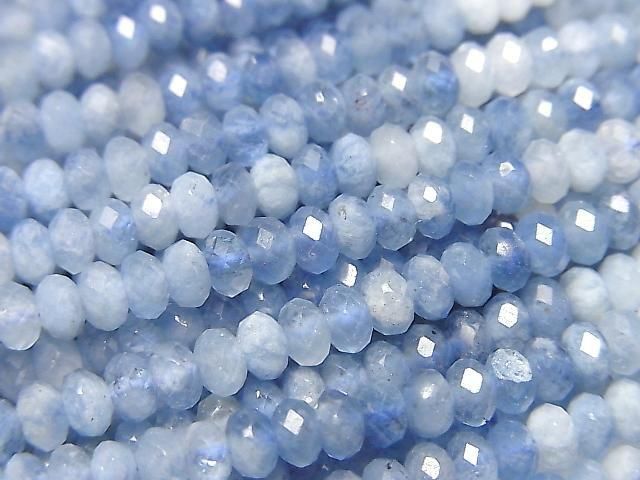 [Video] High Quality! Deep Blue Aquamarine AA++ Faceted Button Rondelle 4x4x2mm Color Gradation half or 1 strand beads (approx. 15inch/36cm)