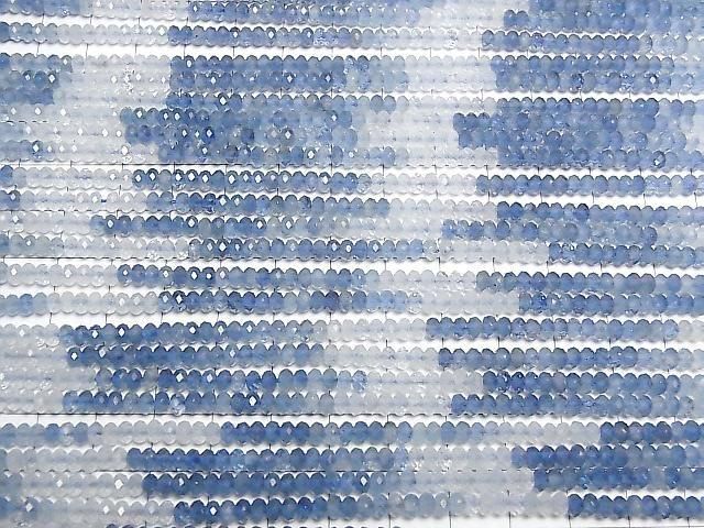 [Video] High Quality! Deep Blue Aquamarine AAA- Faceted Button Rondelle 4x4x2mm Color Gradation half or 1strand beads (approx. 15inch/36cm)