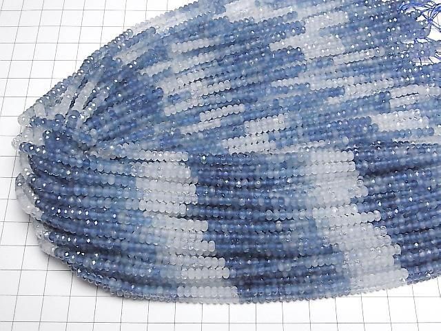 [Video] High Quality! Deep Blue Aquamarine AAA- Faceted Button Rondelle 4x4x2mm Color Gradation half or 1strand beads (approx. 15inch/36cm)