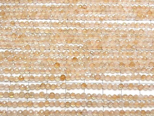 [Video]High Quality! Bi-color Citrine AA+ Faceted Round 3mm 1strand beads (aprx.15inch/38cm)