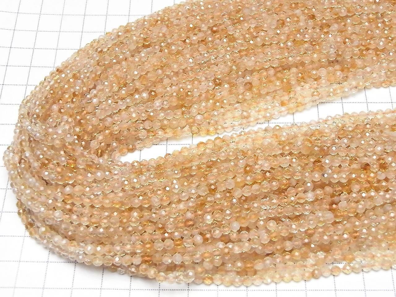 Haute qualité ! Citrine bicolore AA+ Facettes rondes 3mm 1fil de perles (env. 15 pouces/38 cm)