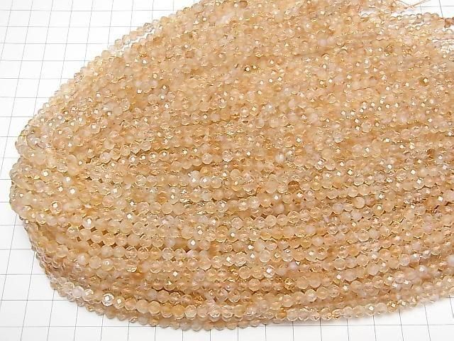 [Video]High Quality! Bi-color Citrine AA+ Faceted Round 4mm 1strand beads (aprx.15inch/37cm)