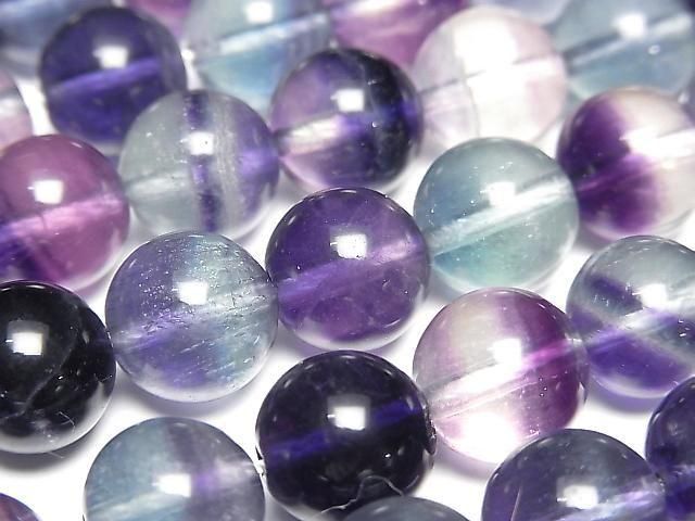 [Video] Multicolor Fluorite AA++ Round 10mm half or 1strand beads (approx. 15 inches/36 cm)