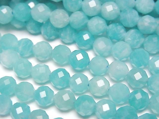 [Video] High Quality! Amazonite Silica AA++ Faceted Round 6mm 1strand beads (approx. 14 inches/35 cm)