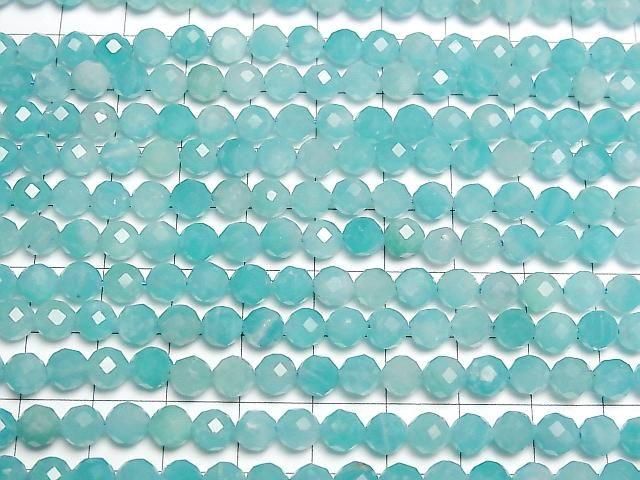 [Video] High Quality! Amazonite Silica AA++ Faceted Round 6mm 1strand beads (approx. 14 inches/35 cm)