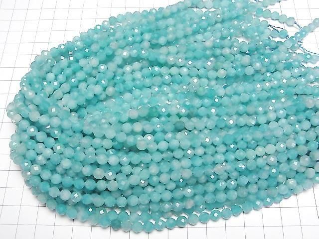 [Video] High Quality! Amazonite Silica AA++ Faceted Round 6mm 1strand beads (approx. 14 inches/35 cm)