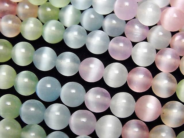 [Video] Multicolor Selenite (Gypsum) Round 6mm 1strand beads (approx. 15 inches/37 cm)