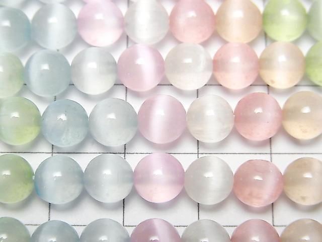 [Video] Multicolor Selenite (Gypsum) Round 6mm 1strand beads (approx. 15 inches/37 cm)
