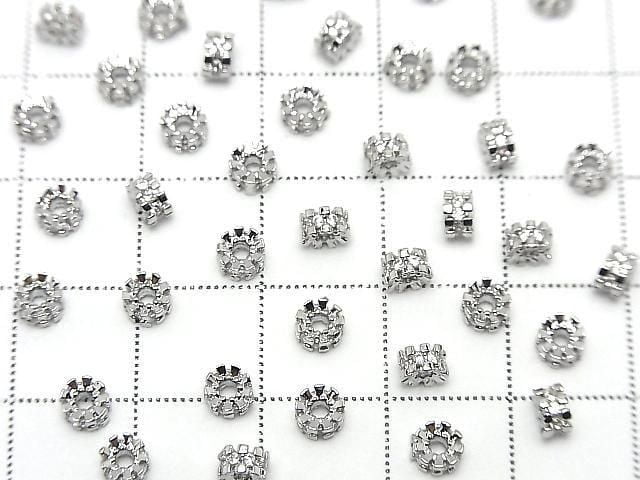 Metal parts Rondelle 4x4x2.5mm Silver Color (with CZ) 5pcs