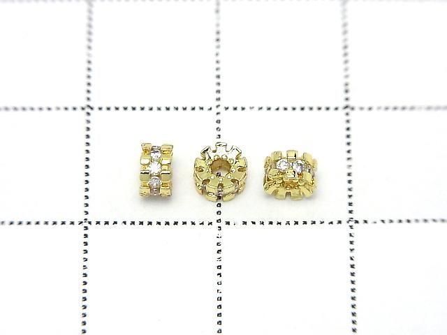 Metal parts Rondelle 4x4x2.5mm Gold Color (with CZ) 5pcs