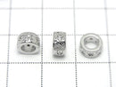 Metal parts Rondelle 7x7x4mm Silver Color (with CZ) 2pcs