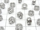 Metal parts Rondelle 7x7x4mm Silver Color (with CZ) 2pcs