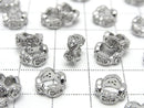 Metal parts Rondelle 9x9x4mm Silver Color (with CZ) 2pcs