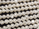 [Video] Fresh Water Pearl AA White Potato Rondelle 4-5mm Pearl Coated 1strand beads (approx. 15 inches/38 cm)