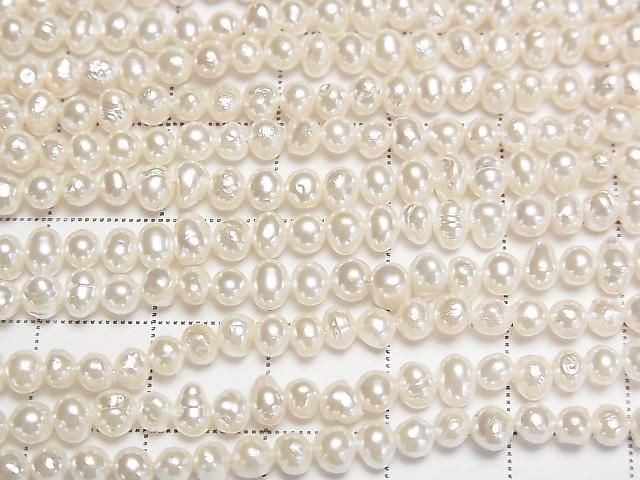 [Video] Fresh Water Pearl AA White Potato Rondelle 4-5mm Pearl Coated 1strand beads (approx. 15 inches/38 cm)