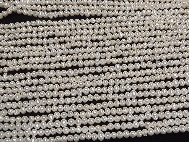 [Video] Fresh Water Pearl AA White Potato Rondelle 4-5mm Pearl Coated 1strand beads (approx. 15 inches/38 cm)
