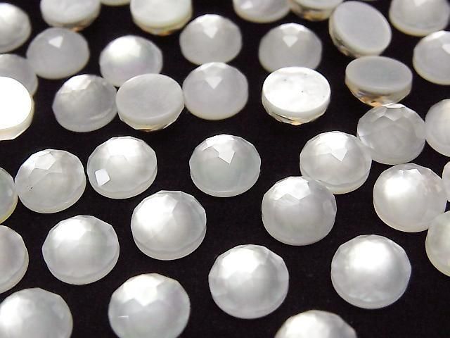 [Video] White Shell x Crystal AAA Round Flower Shape 8x8mm 3pcs