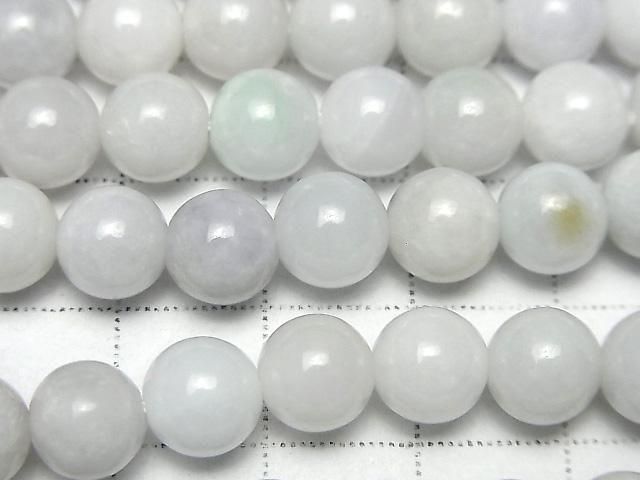 [Video] Burmese White Jadeite AA Round 8mm 1strand beads (approx. 15 inches/36 cm)
