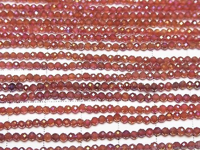 [Video] High Quality! Flash Red Agate Faceted Round 2mm 1strand beads (approx. 14 inches/35 cm)
