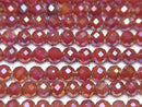 [Video] High Quality! Flash Red Agate Faceted Round 4mm 1strand beads (approx. 14 inches/35 cm)