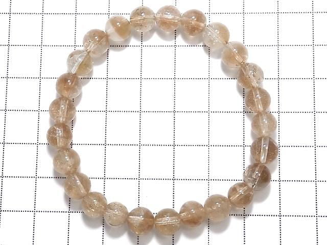 [Video][One of a kind] High Quality Champagne Topaz AAA- Round 7-7.5mm Bracelet NO.9