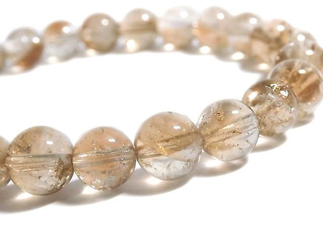 [Video][One of a kind] High Quality Champagne Topaz AAA- Round 7-7.5mm Bracelet NO.10