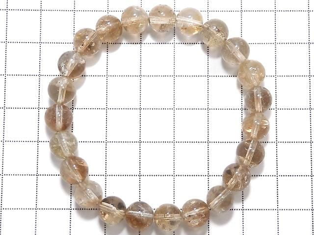 [Video][One of a kind] High Quality Champagne Topaz AAA- Round 8mm Bracelet NO.12
