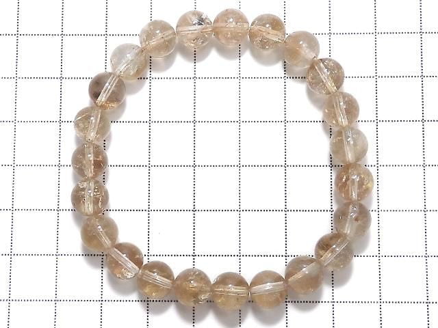[Video][One of a kind] High Quality Champagne Topaz AAA- Round 8mm Bracelet NO.14
