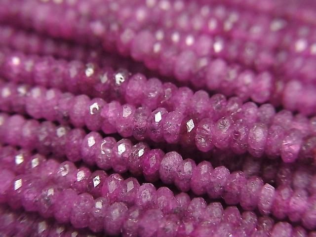 [Video] High Quality! Ruby AA+ Faceted Button Rondelle 2.5x2.5x1mm 1strand beads (aprx.15inch/36cm)