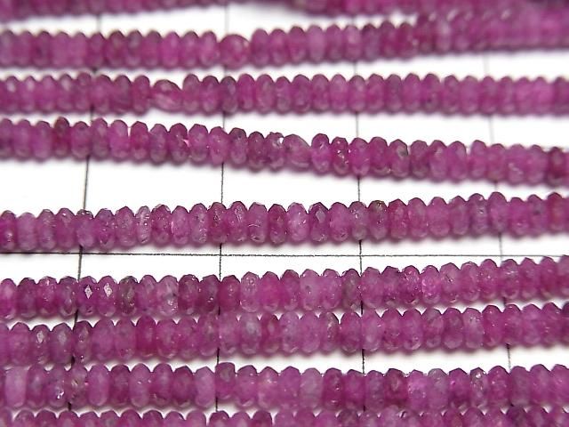 [Video] High Quality! Ruby AA+ Faceted Button Rondelle 2.5x2.5x1mm 1strand beads (aprx.15inch/36cm)