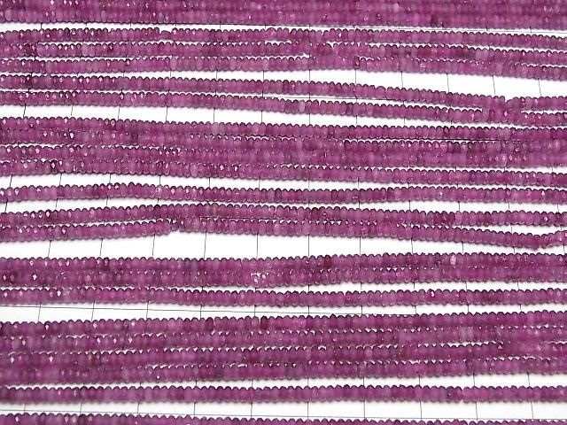 [Video] High Quality! Ruby AA+ Faceted Button Rondelle 2.5x2.5x1mm 1strand beads (aprx.15inch/36cm)