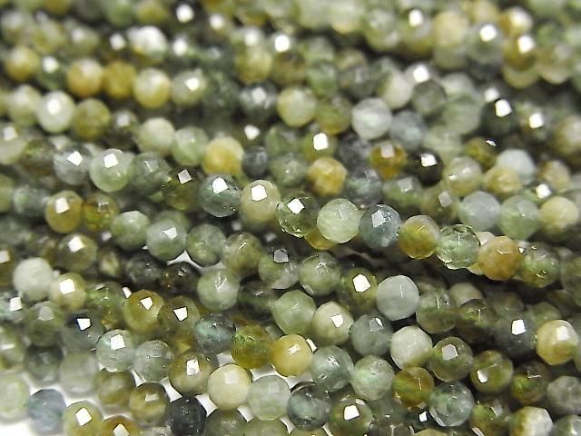 [Video] High Quality! Green Tourmaline AA+ Faceted Round 2.5mm 1strand beads (approx. 15 inches/37 cm)