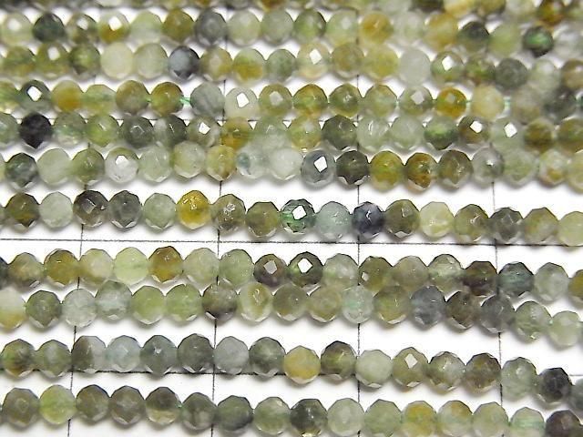[Video] High Quality! Green Tourmaline AA+ Faceted Round 2.5mm 1strand beads (approx. 15 inches/37 cm)