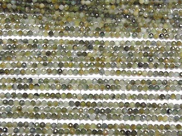[Video] High Quality! Green Tourmaline AA+ Faceted Round 2.5mm 1strand beads (approx. 15 inches/37 cm)