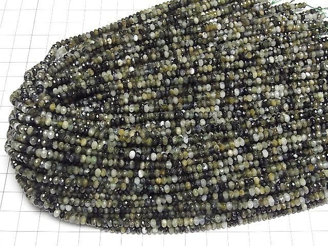[Video] High Quality! Green Tourmaline AA Faceted Button Rondelle 4x4x2mm 1strand beads (approx. 15inch/36cm)